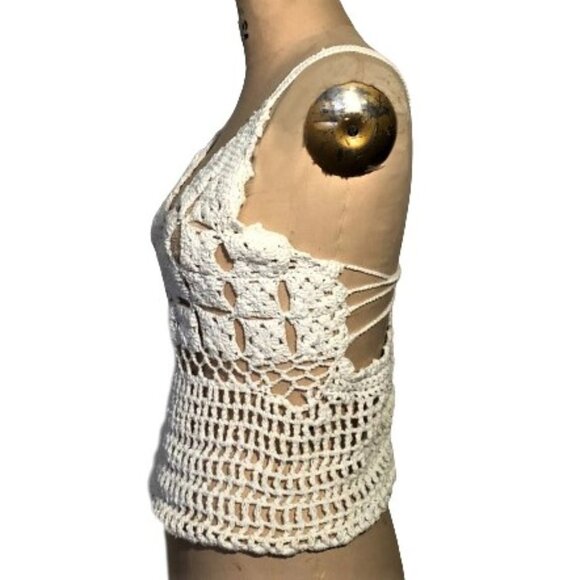 Vintage boho crochet knit tank top - Picture 4 of 11